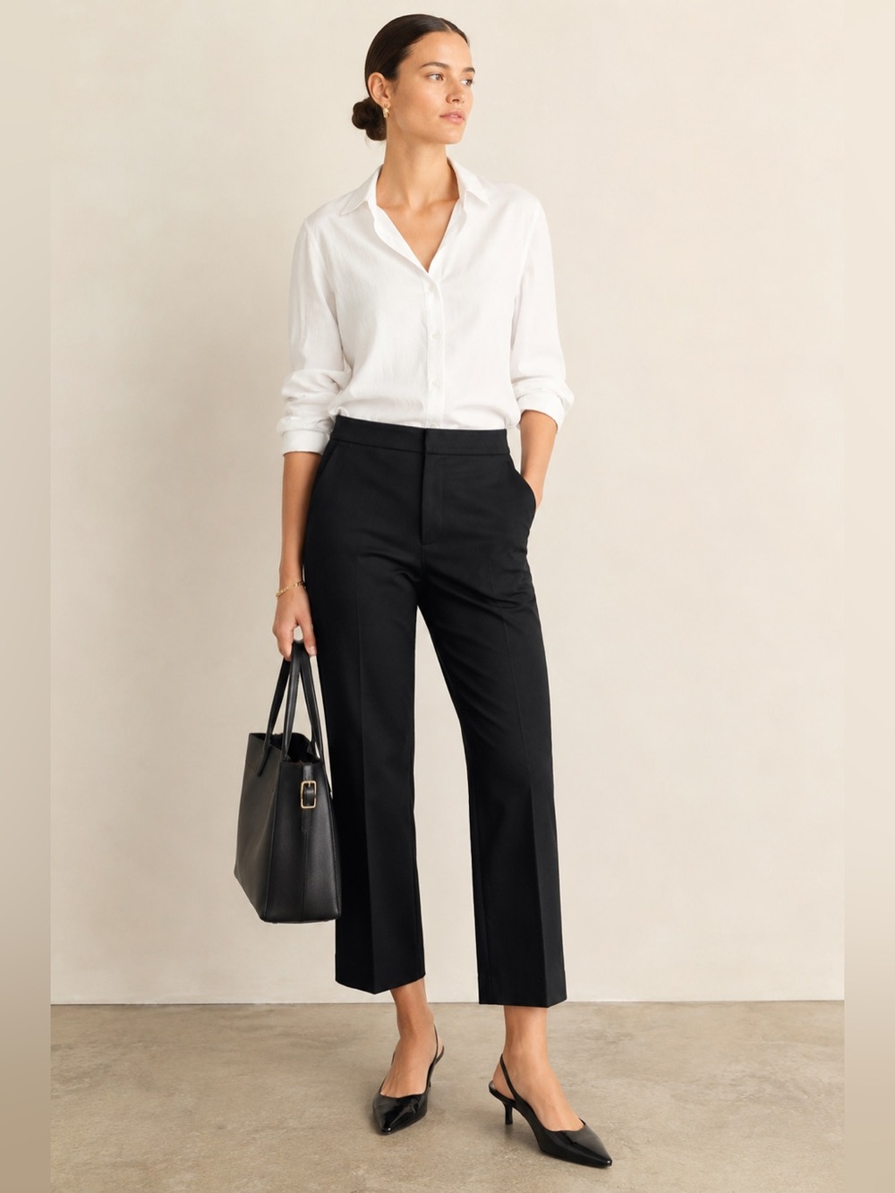 Jenni Kayne Black Cropped Straight Leg Cotton Stretch Pants Size 6